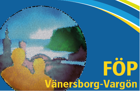 Illustration över fördjupad översiktsplan för Vänersborg och Vargön, logotype. Illustration.