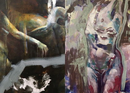 två målningar av nakna kroppar