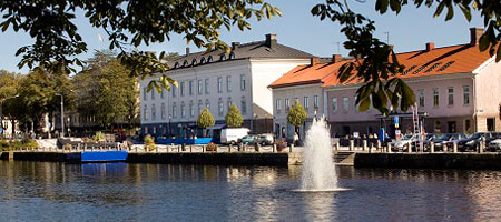 Fontän vid Hamnakanalen i Vänersborg