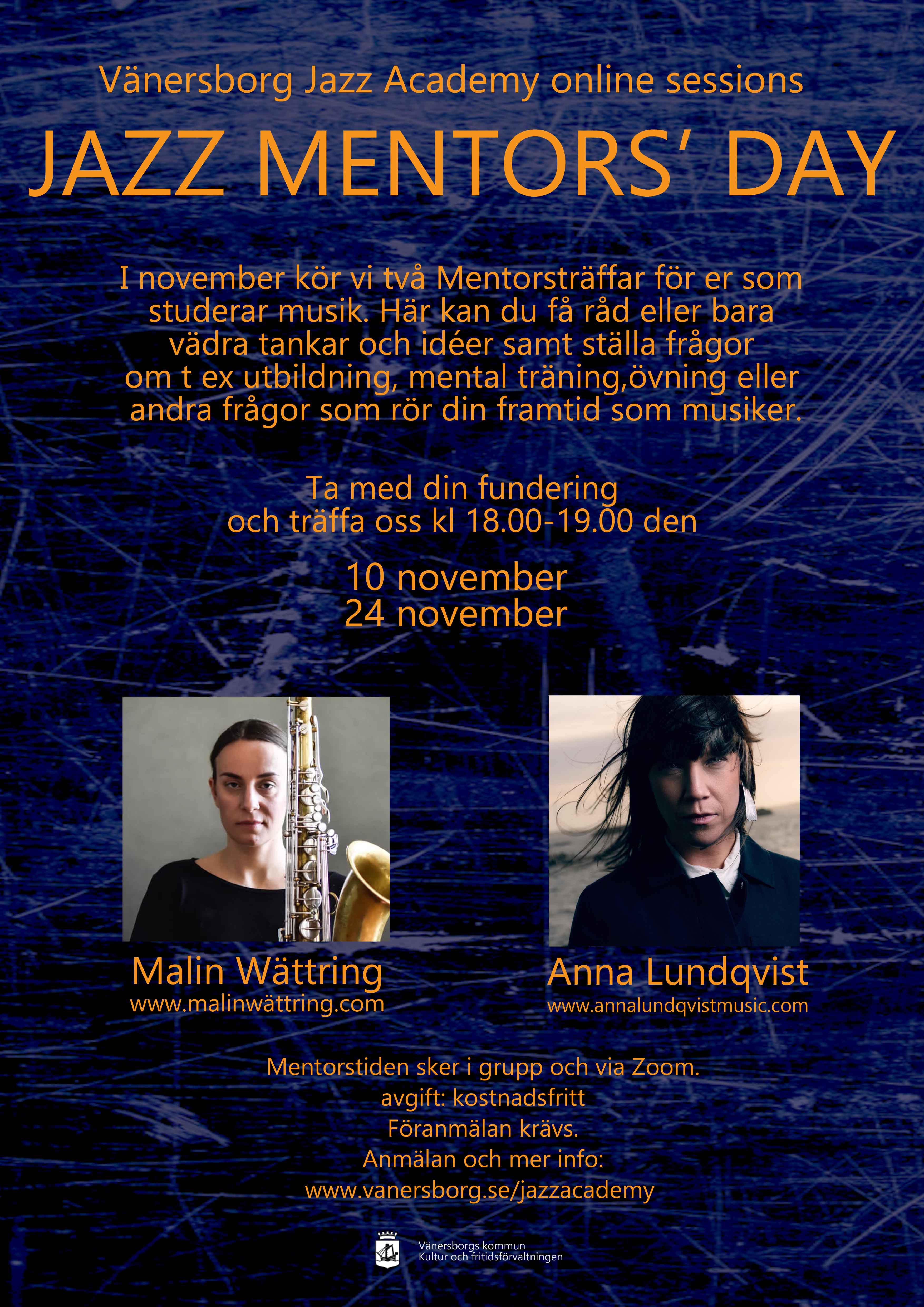 Mentorsträffar för musikstuderande 10 och 24 november info och anmälan maila anna.lundkvist@vanersborg.se