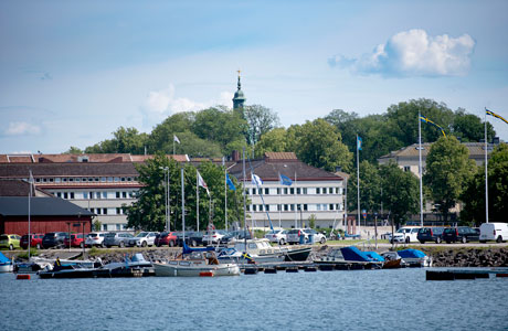 Bild på båtar vid Vänersborgsviken.