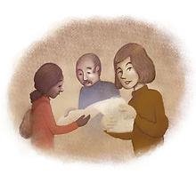 Tre personer som läser en kommunicering inför beslut. Illustration. 
